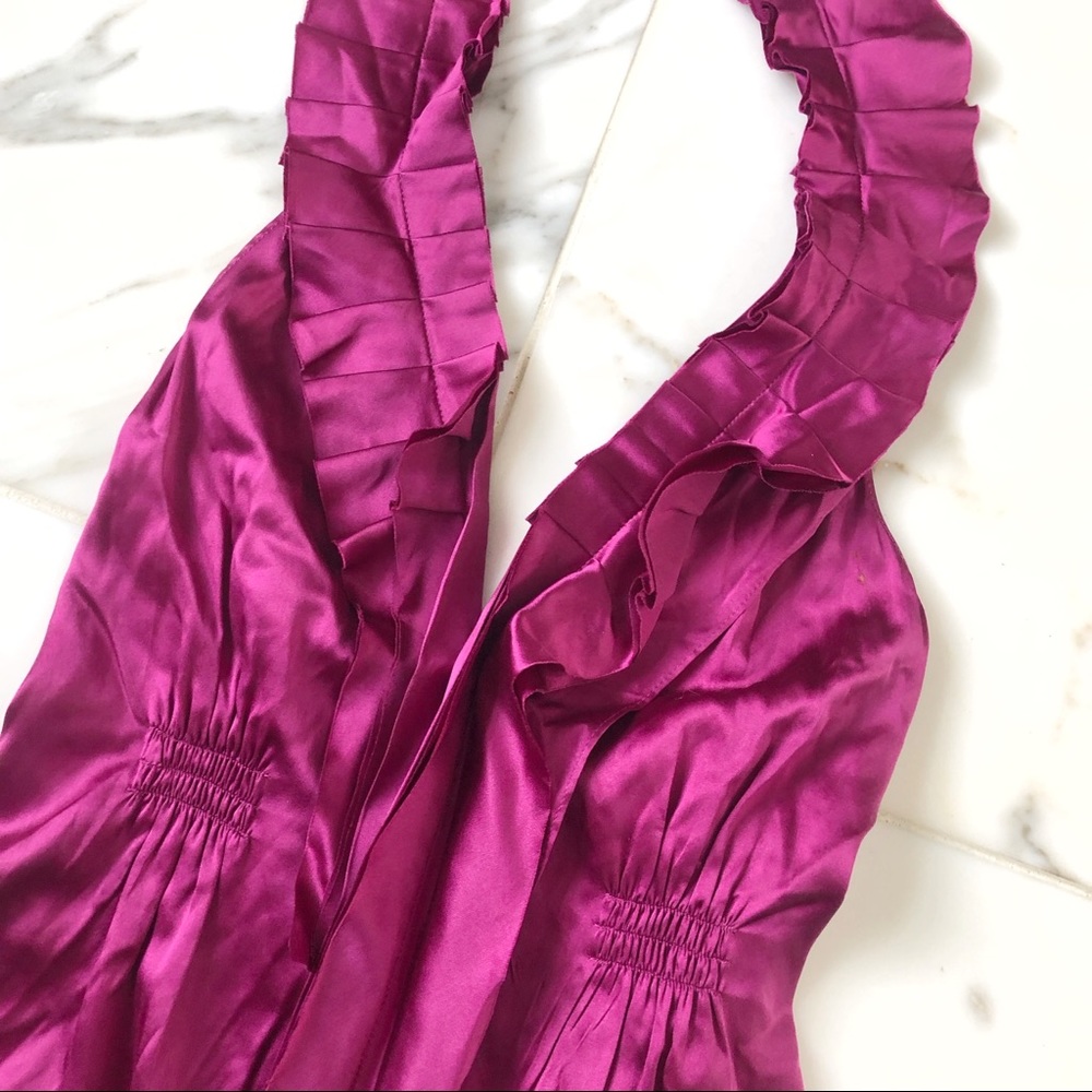 BCBG Silky Riffle Backless Top